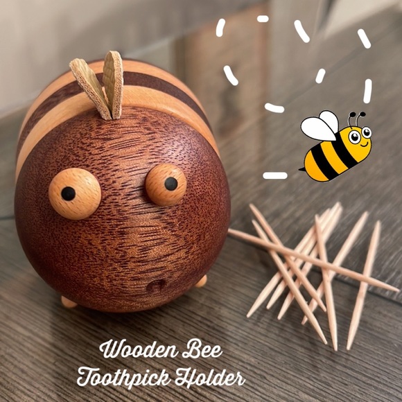 Vintage Other - Wooden Bee Toothpick Holder Dispenser Wooden Gifts Bee Decor Cute Gifts